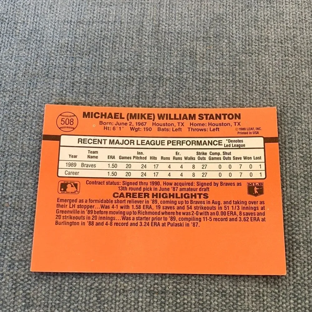 1990 Donruss Atlanta Braves Baseball Card Trading Card